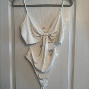 white cutout bodysuit